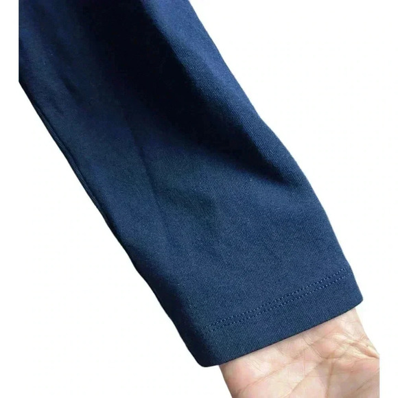 Lauren Ralph Lauren Navy Blue Cotton Long Sleeve Shirt Round Neck Logo Tee XL - Picture 2 of 6